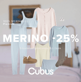 25 % rabatt på 100 % merinoull hos Cubus