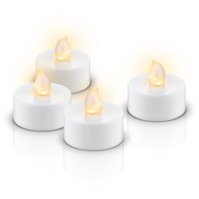 4-pack LED-värmeljus med realistisk låga