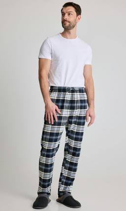 Marinblå Flanellpyjamasbyxa för Herr