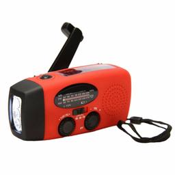 Röd Nödradio med Solceller och Powerbank