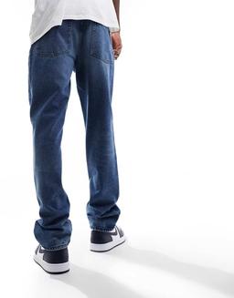 ASOS DESIGN Blå Raka Jeans med Dragsko