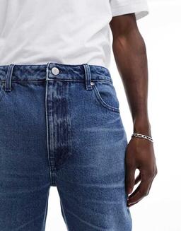 ASOS DESIGN Blå Raka Jeans med Dragsko