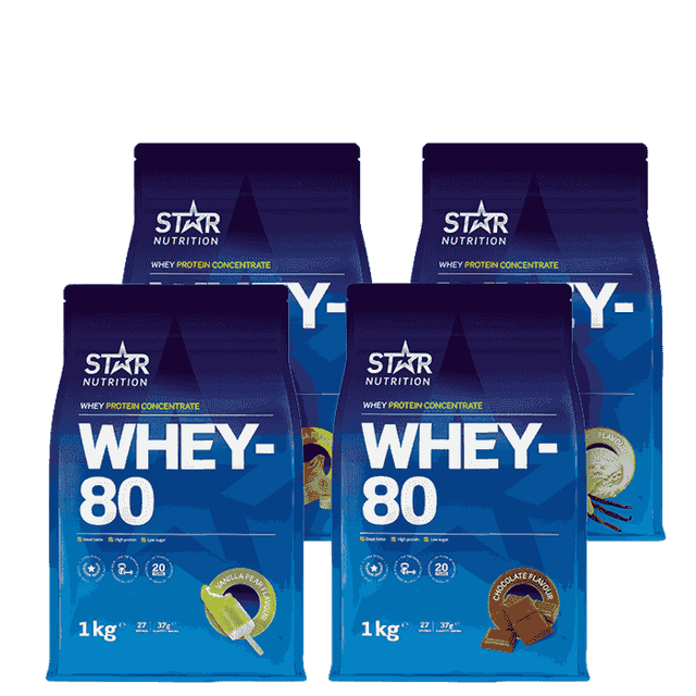 Mix&Match: 4 x Whey-80 Vassleprotein 1 kg