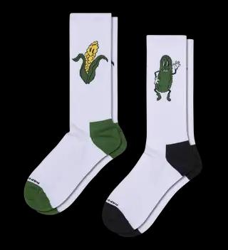 Smiling Corn and Pickle Sneaker Socks