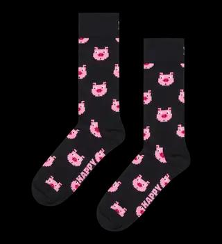 Pixelated Pig Face Funny Socks