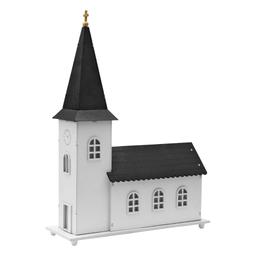 Kyrka med LED-belysning och speldosa 40 cm