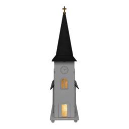 Kyrka med LED-belysning och speldosa 40 cm