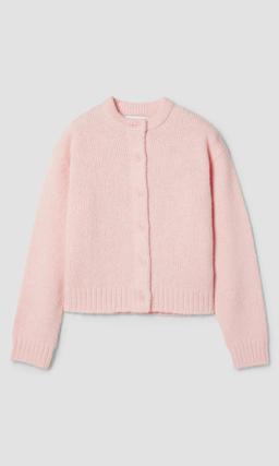 Elegant cremefärgad stickad cardigan dam