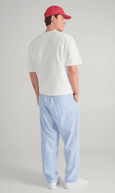 Yôke Ljusblå Poplin Pyjamasbyxor Herr