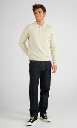Stickad herrtröja med krage off white