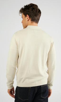 Stickad herrtröja med krage off white