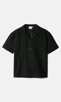 Yôke Broderad Kortärmad Svart Skjorta Dam