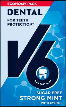 V6 Dental Care Strong Mint Tuggummi 72g