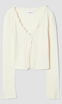 Junkyard Pointelle Långärmad Top Off White