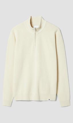Stickad Half-Zip Tröja Off White Herr