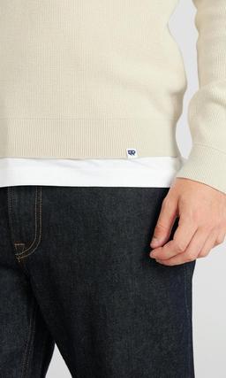 Stickad Half-Zip Tröja Off White Herr