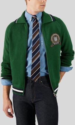GANT Grön Graphic Full Zip Cardigan