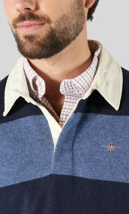 GANT Superfine Lambswool Rugbytröja Marinblå Herr