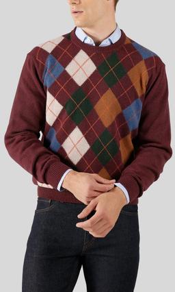 GANT Argyle Crew Neck Tröja Vinröd Herr