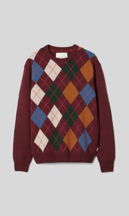 GANT Argyle Crew Neck Tröja Vinröd Herr