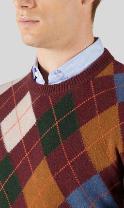 GANT Argyle Crew Neck Tröja Vinröd Herr