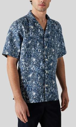 Eton Gaudí Garden Resortskjorta Mörkblå Herr