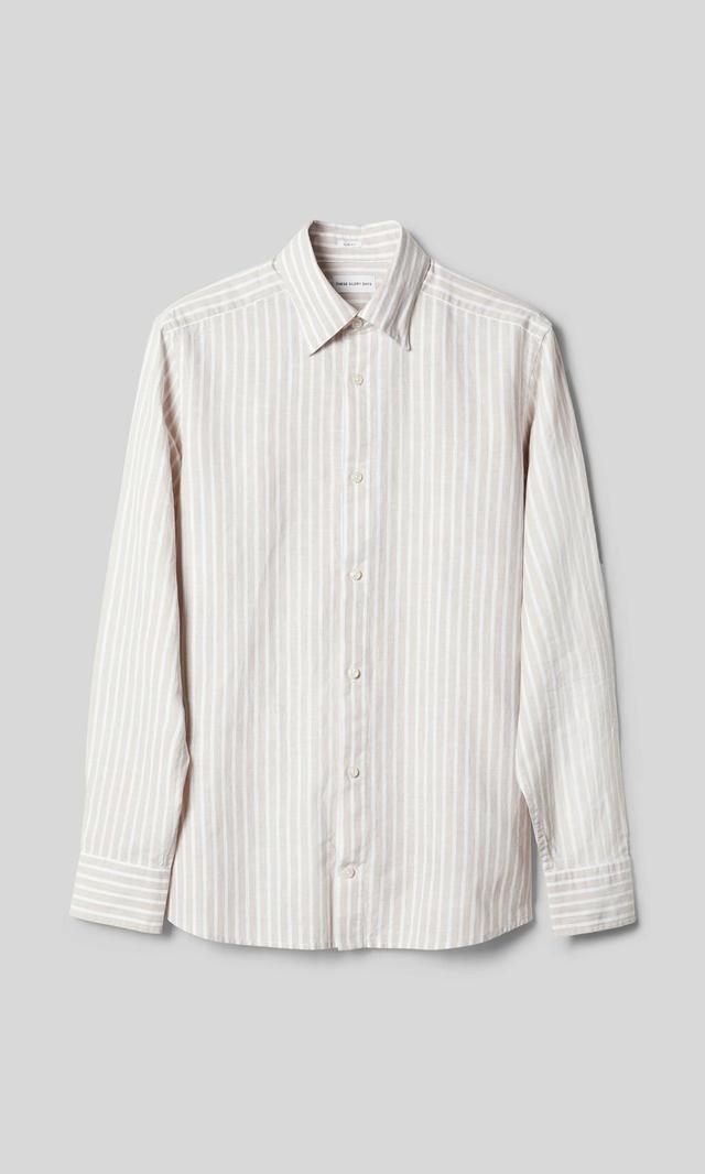 These Glory Days Carmel Randig Linneskjorta Beige
