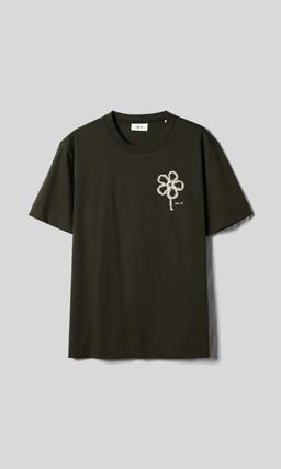 NN07 Pedro Broderad T-shirt Mörkgrön