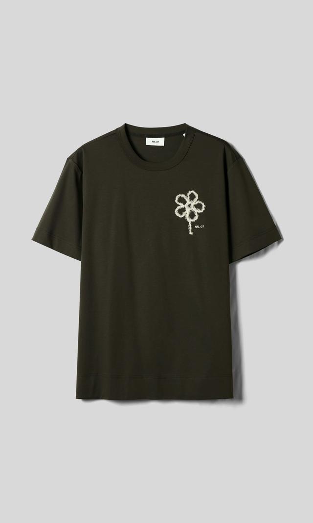 NN07 Pedro Broderad T-shirt Mörkgrön