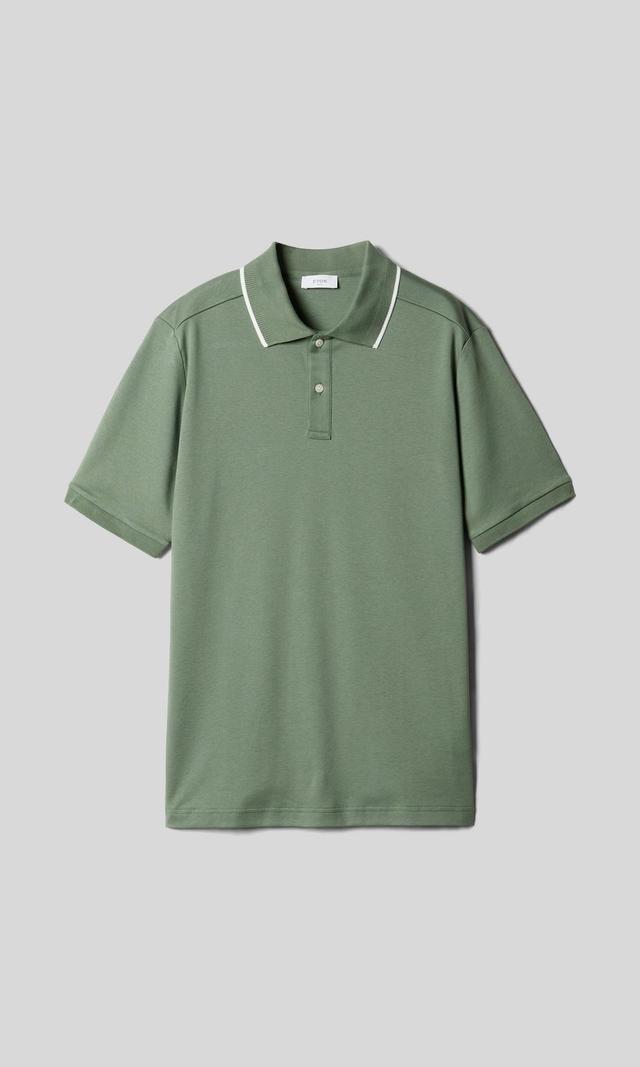 Eton Cotton Interlock Polo Mellangrön Herr