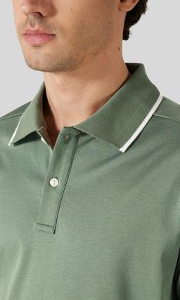 Eton Cotton Interlock Polo Mellangrön Herr