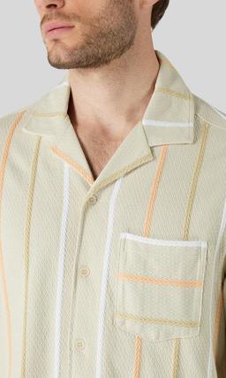 J.Lindeberg Theron Randig Resortskjorta Beige