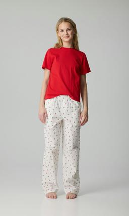 Cremefärgade mönstrade pyjamasbyxor för barn