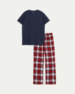 Röd Flanellpyjamas för Herr