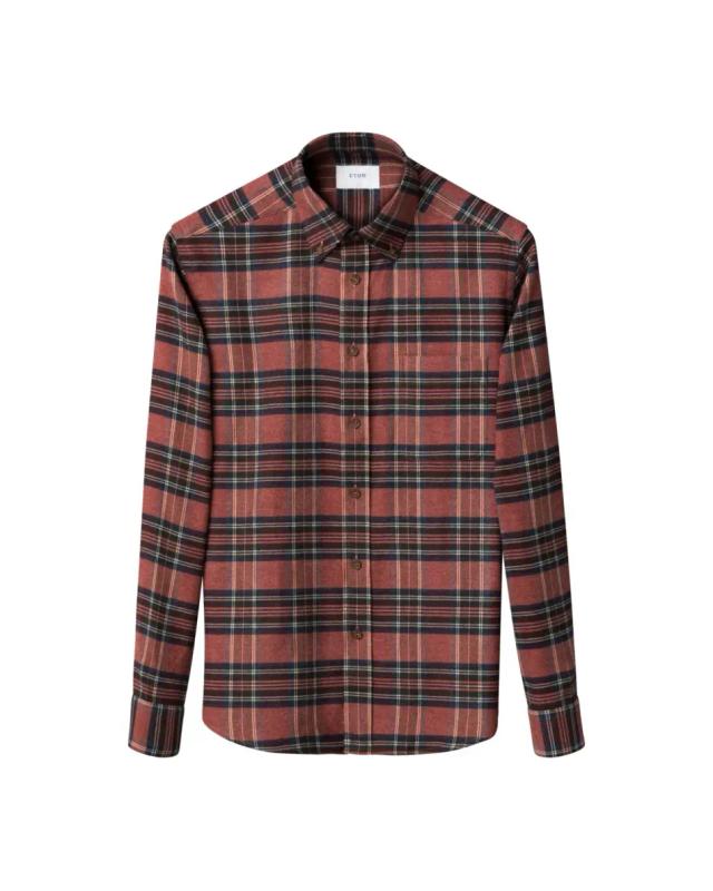 Eton Rutig Röd Flanellskjorta
