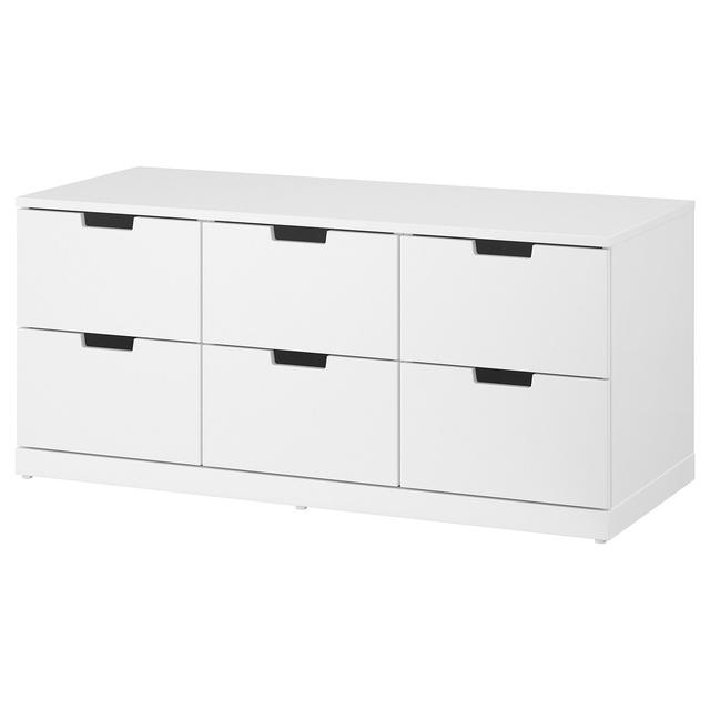 NORDLI byrå med 6 lådor vit 120x54 cm