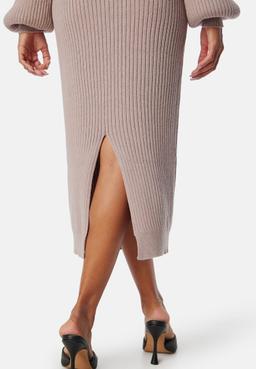 BUBBLEROOM Ribbed Round Neck Midi Dress