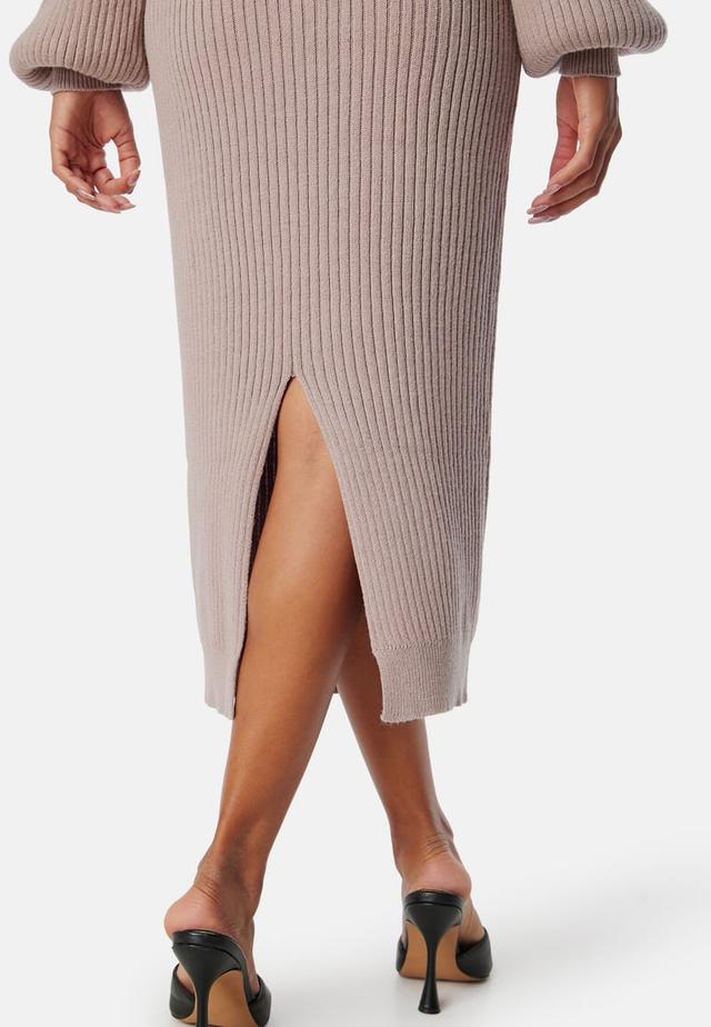 BUBBLEROOM Ribbed Round Neck Midi Dress