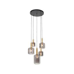 2 x Design Hänglampa Svart Guld Rökglas 3-ljus.