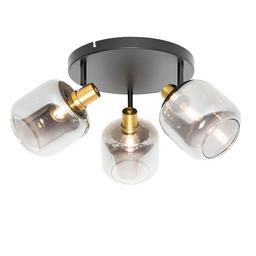 2 x Design Hänglampa Svart Guld Rökglas 3-ljus.