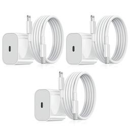3-pack iPhone Snabbladdare 20W Lightning Kabel