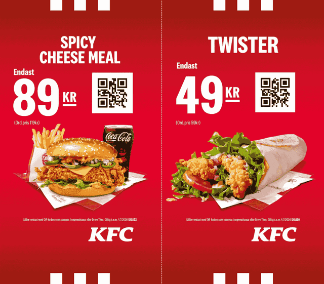 Exklusiva KFC Rabattkuponger
