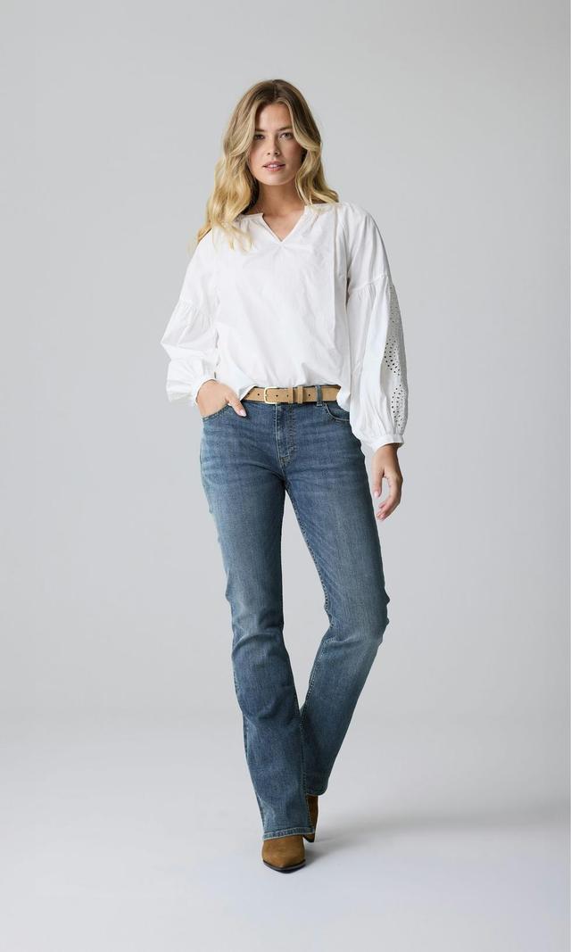 Mellanblå Low Flare Jeans för Dam