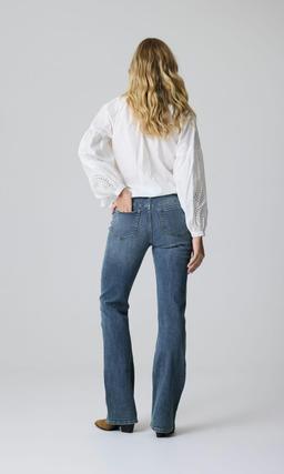 Mellanblå Low Flare Jeans för Dam