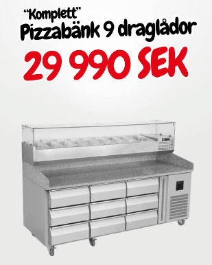 Fri frakt på komplett pizzabänk hos Gastroteam