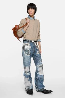 Acne Studios Mid Blue Printed Jeans
