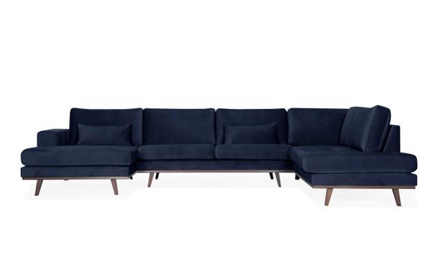 STOCKHOLM U-soffa Höger Velvet Blå