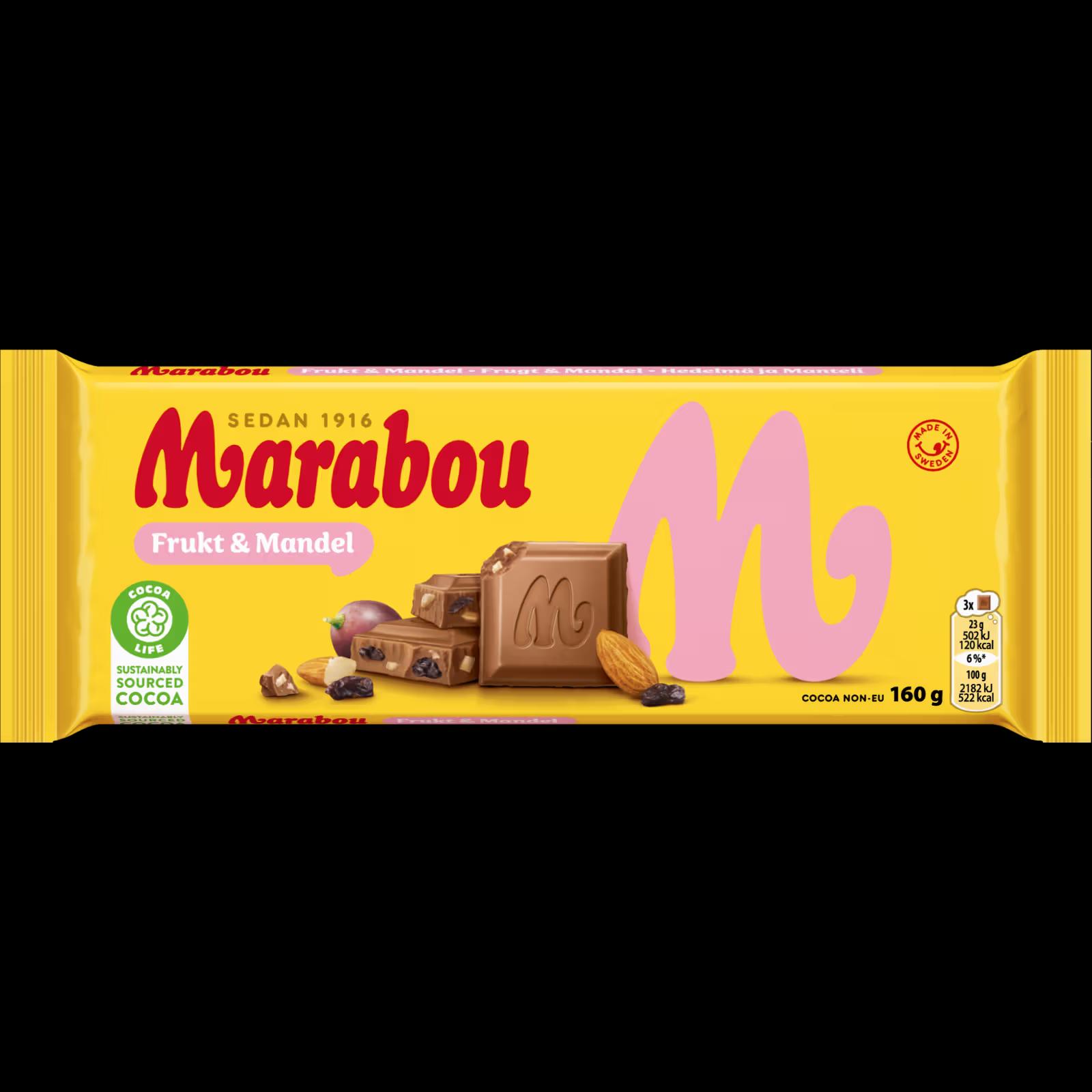 Marabou Mjölkchoklad Frukt & Mandel 3 x 160 g