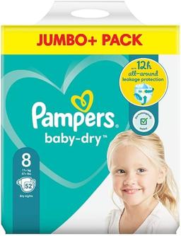 Pampers 8 Baby Jumbo Dry + 52 Pack : Amazon.se: Babyprodukter