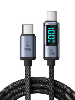 SiGN USB-C till USB-C Kabel 100W med Display